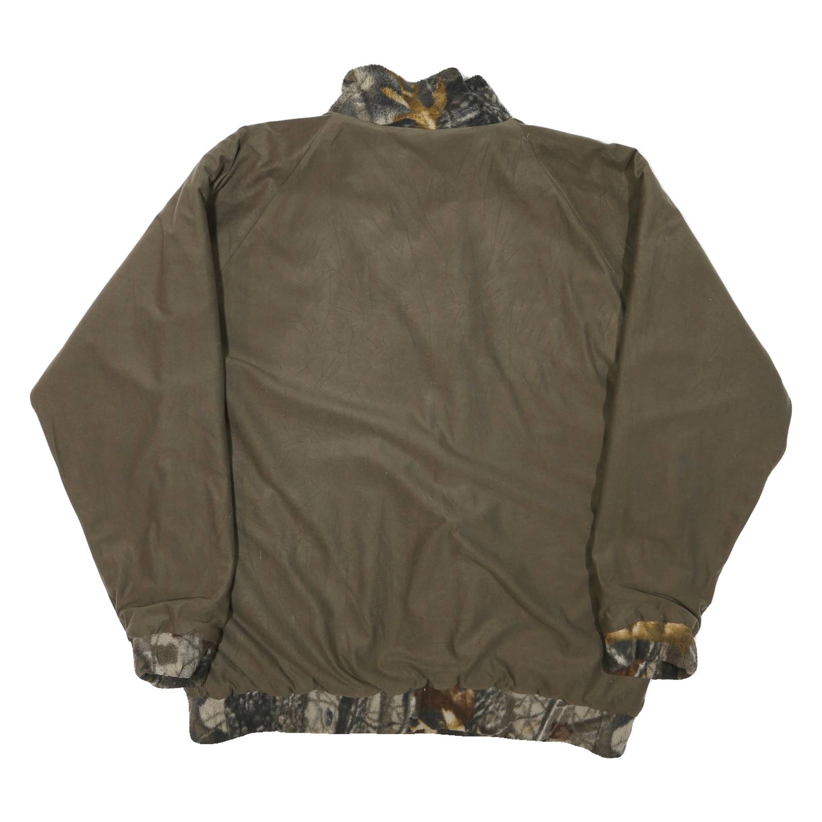 Mens Brown Reversible Synthetic Zip Jacket XL Plain Outerwear