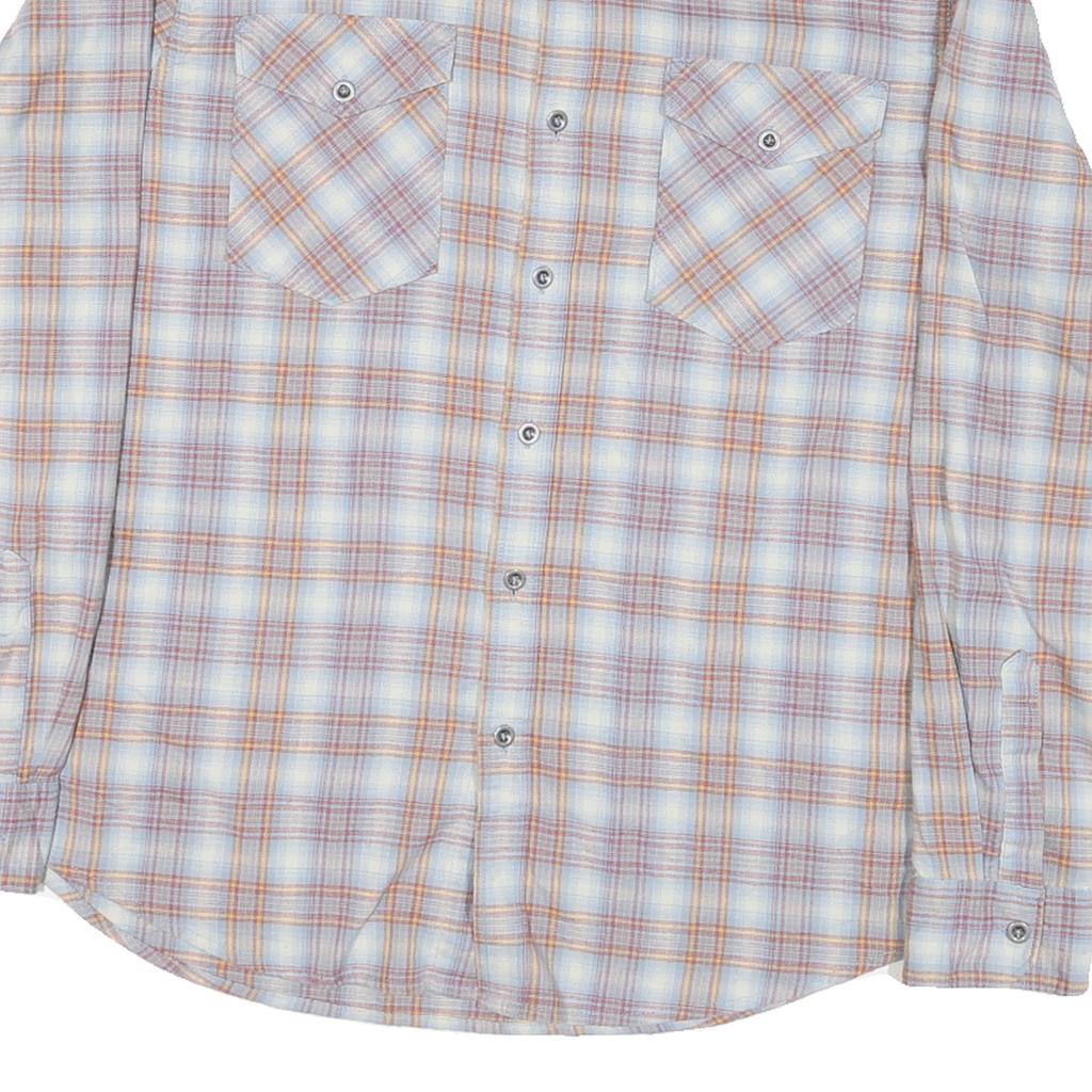 WRANGLER Mens Blue & Orange Checked Shirt L Long Sleeve Casual Workwear