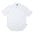 NAUTICA Mens White Blue Check Shirt L Cotton Blend Button Down Casual Summer