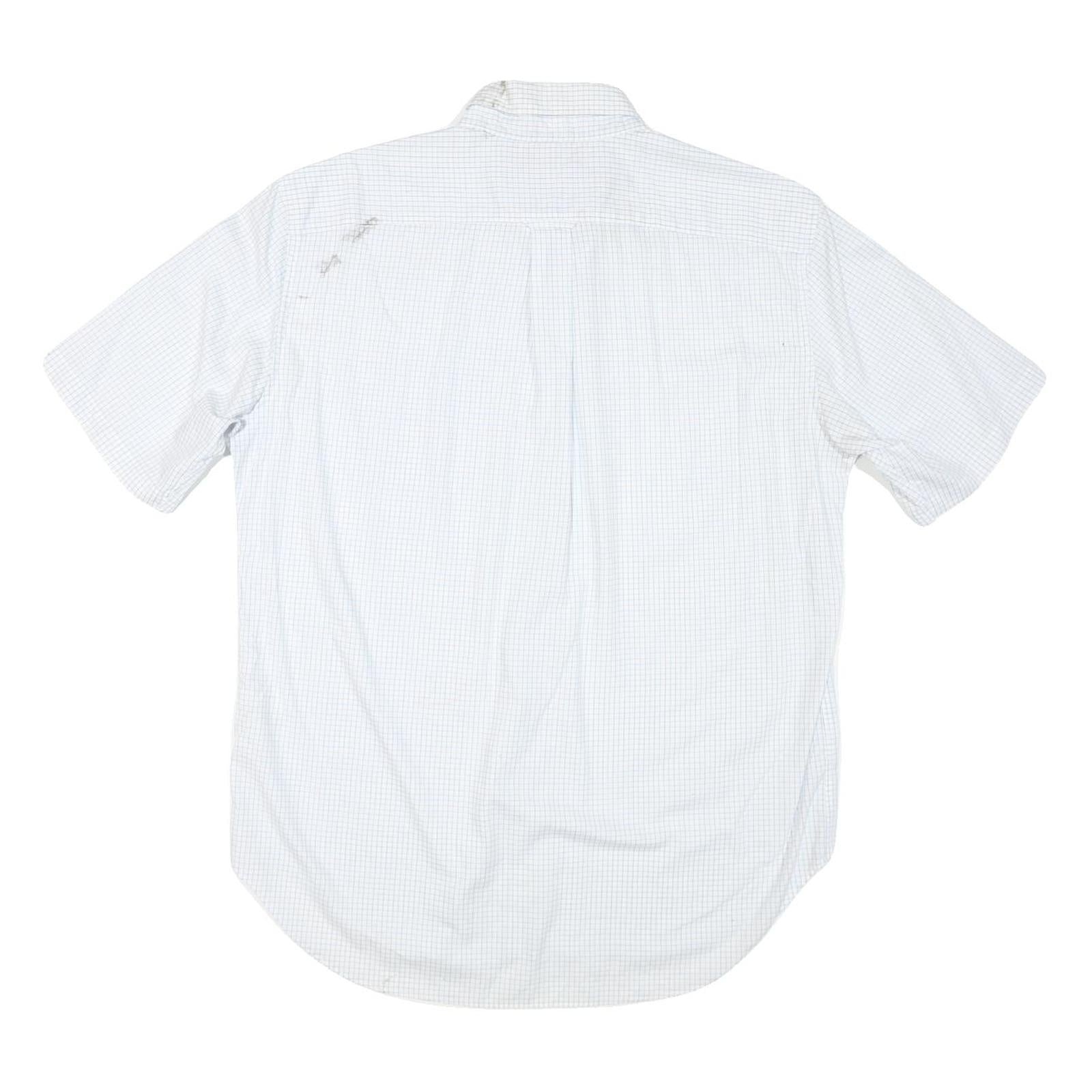 NAUTICA Mens White Blue Check Shirt L Cotton Blend Button Down Casual Summer