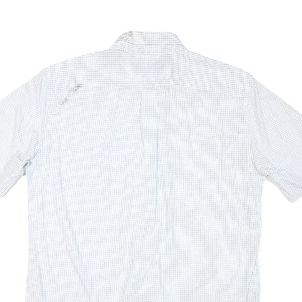 NAUTICA Mens White Blue Check Shirt L Cotton Blend Button Down Casual Summer