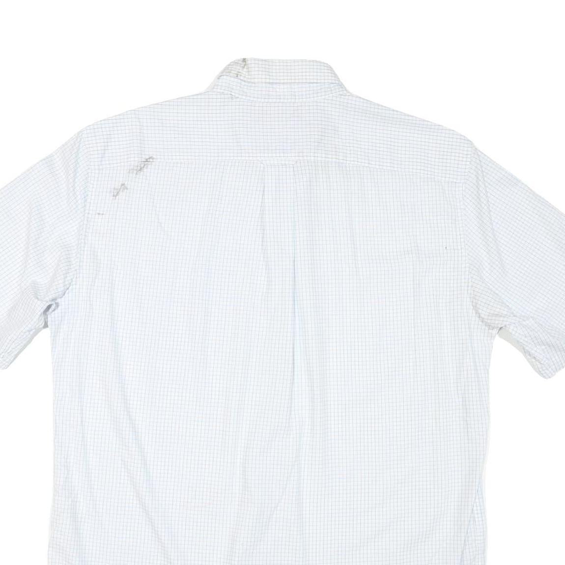 NAUTICA Mens White Blue Check Shirt L Cotton Blend Button Down Casual Summer