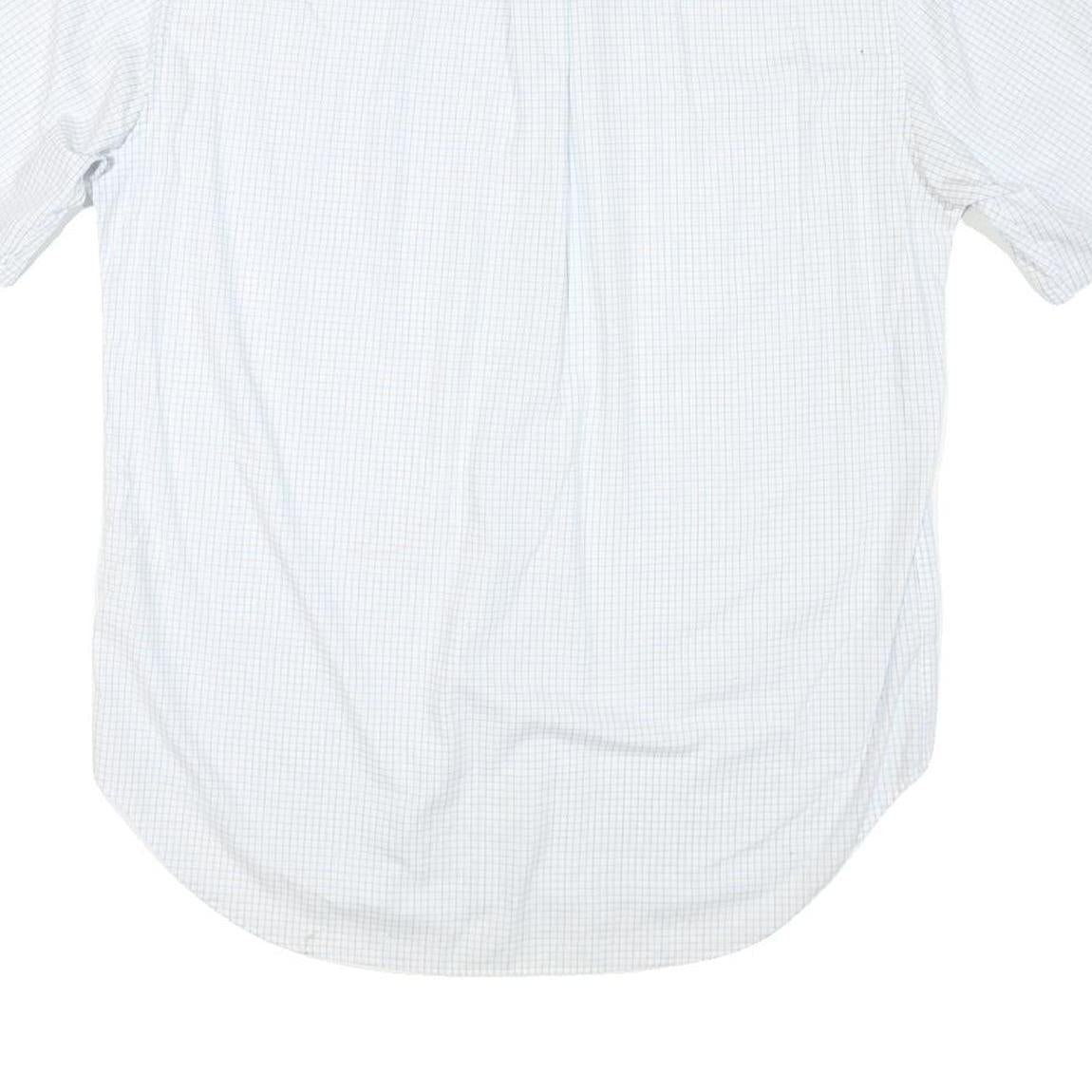 NAUTICA Mens White Blue Check Shirt L Cotton Blend Button Down Casual Summer