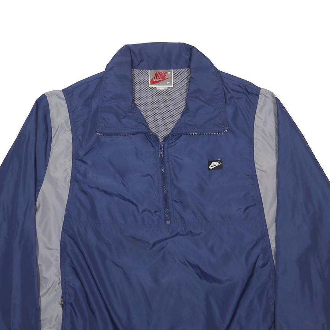 NIKE Mens Blue & Grey Jacket XL Synthetic Zip Plain Lightweight Sportswear