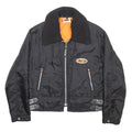 BIG STAR Womens Black Nylon Bomber Jacket S Zip Faux Fur Collar Pocket Style