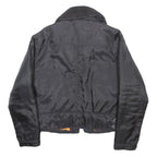 BIG STAR Womens Black Nylon Bomber Jacket S Zip Faux Fur Collar Pocket Style