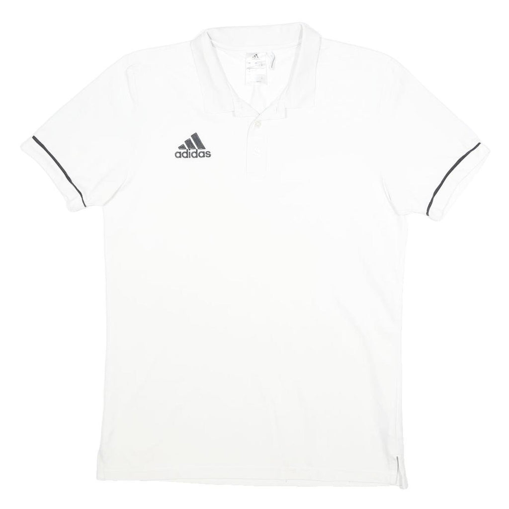 ADIDAS Mens White Polo Shirt M Short Sleeve Cotton Blend Climacool Sports