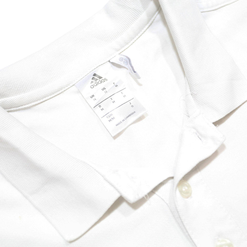 ADIDAS Mens White Polo Shirt M Short Sleeve Cotton Blend Climacool Sports