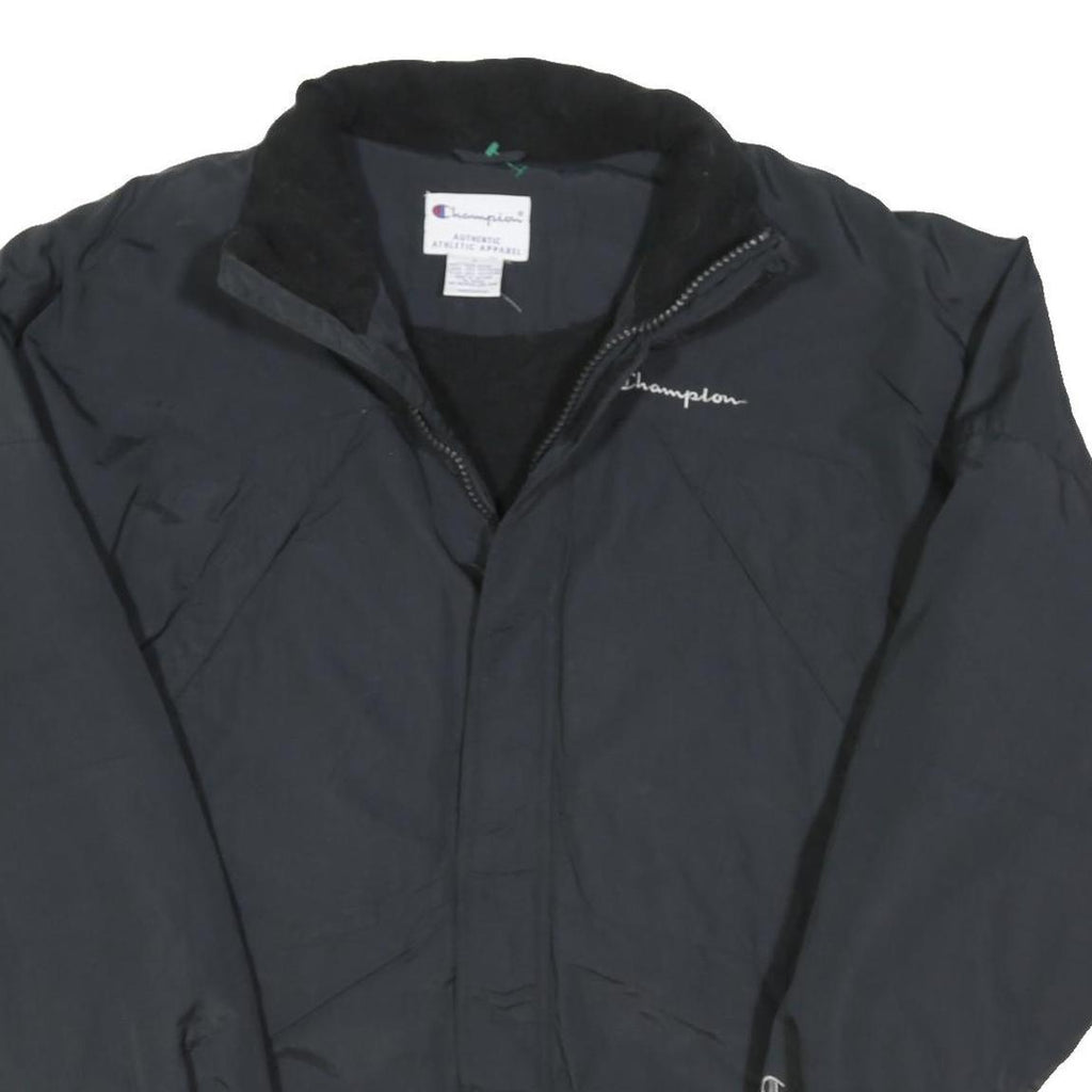 CHAMPION Mens Black Zip Jacket L Polyester Blend Plain Lightweight Sport