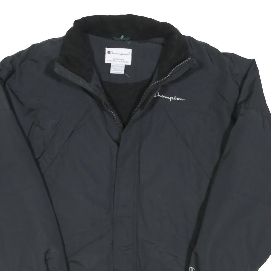 CHAMPION Mens Black Zip Jacket L Polyester Blend Plain Lightweight Sport