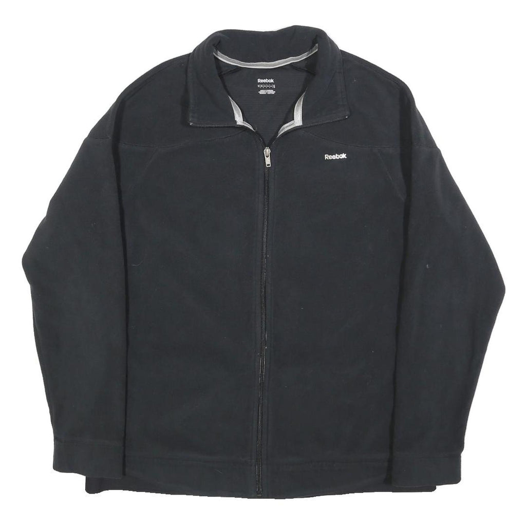 REEBOK Womens Black XL Polyester Zip Jacket Plain Lightweight Sportswear