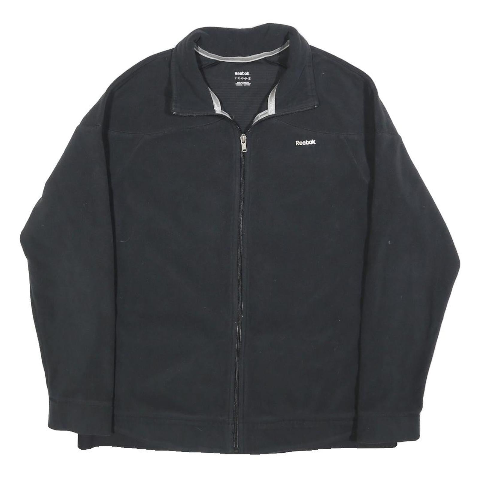 REEBOK Womens Black XL Polyester Zip Jacket Plain Lightweight Sportswear