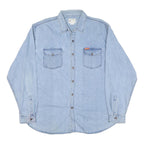 JORDACHE Mens Blue Denim Shirt XL Cotton Blend Casual Long Sleeve Button Pockets