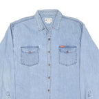 JORDACHE Mens Blue Denim Shirt XL Cotton Blend Casual Long Sleeve Button Pockets