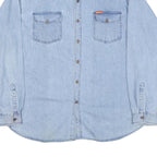 JORDACHE Mens Blue Denim Shirt XL Cotton Blend Casual Long Sleeve Button Pockets