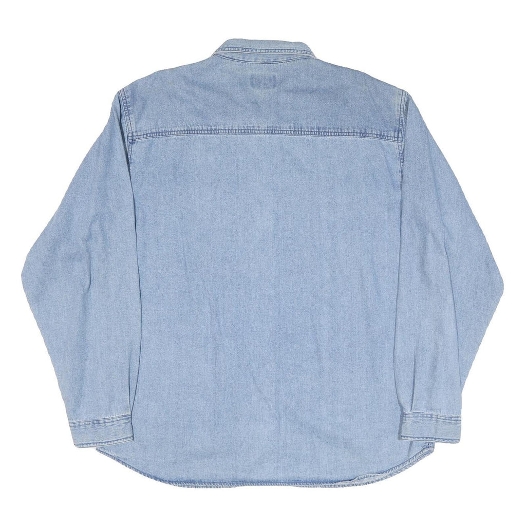 JORDACHE Mens Blue Denim Shirt XL Cotton Blend Casual Long Sleeve Button Pockets