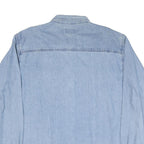 JORDACHE Mens Blue Denim Shirt XL Cotton Blend Casual Long Sleeve Button Pockets