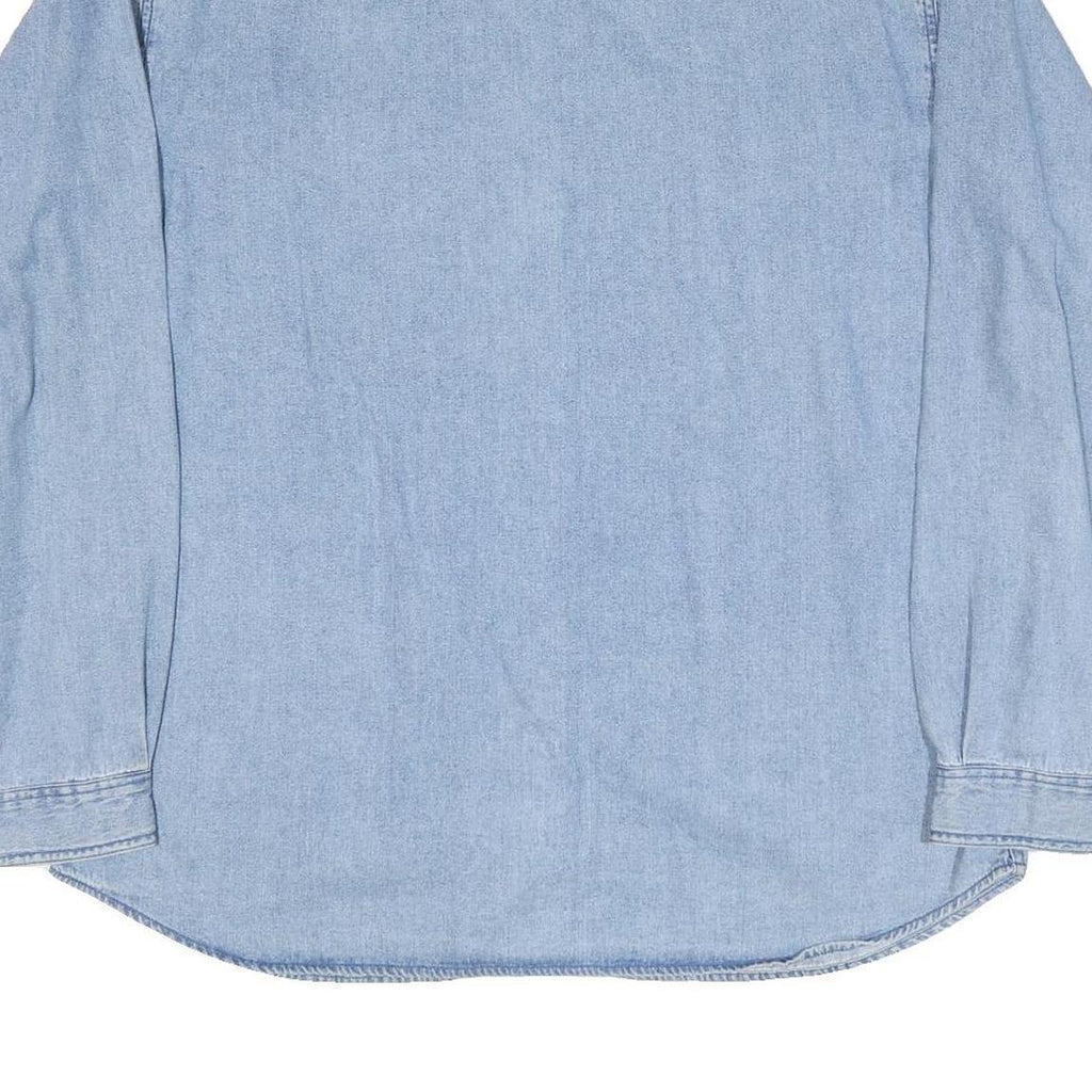 JORDACHE Mens Blue Denim Shirt XL Cotton Blend Casual Long Sleeve Button Pockets