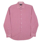 TOMMY HILFIGER Fitted Mens Shirt Red Check Long Sleeve L