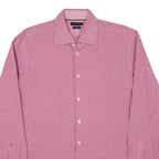 TOMMY HILFIGER Fitted Mens Shirt Red Check Long Sleeve L