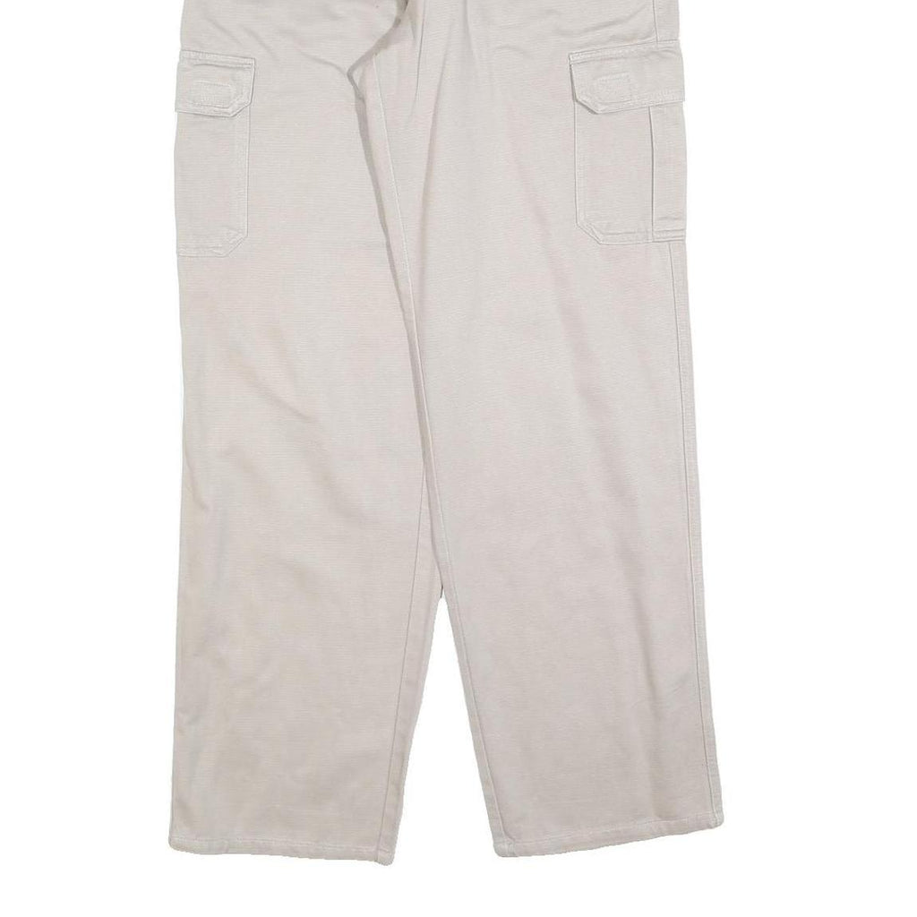 LETS GO Mens Beige Regular Fit Straight Leg Cotton Blend Trousers W30 L30 Casual
