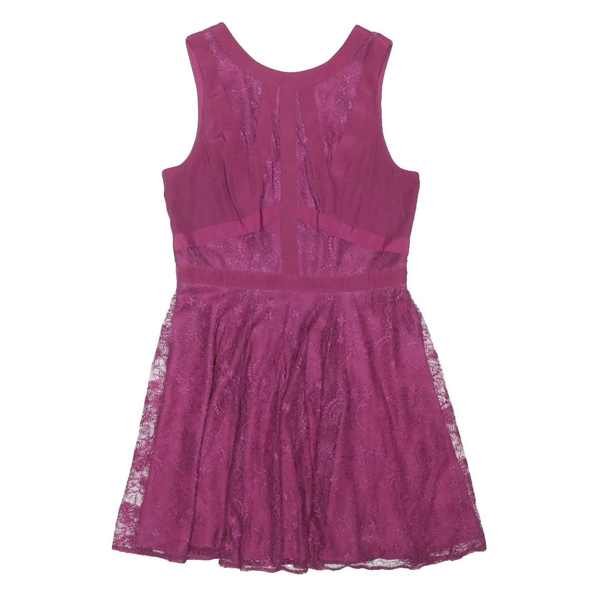 OASIS Womens Purple Lace Fit & Flare Polyester Blend Sleeveless Mini Dress UK 12