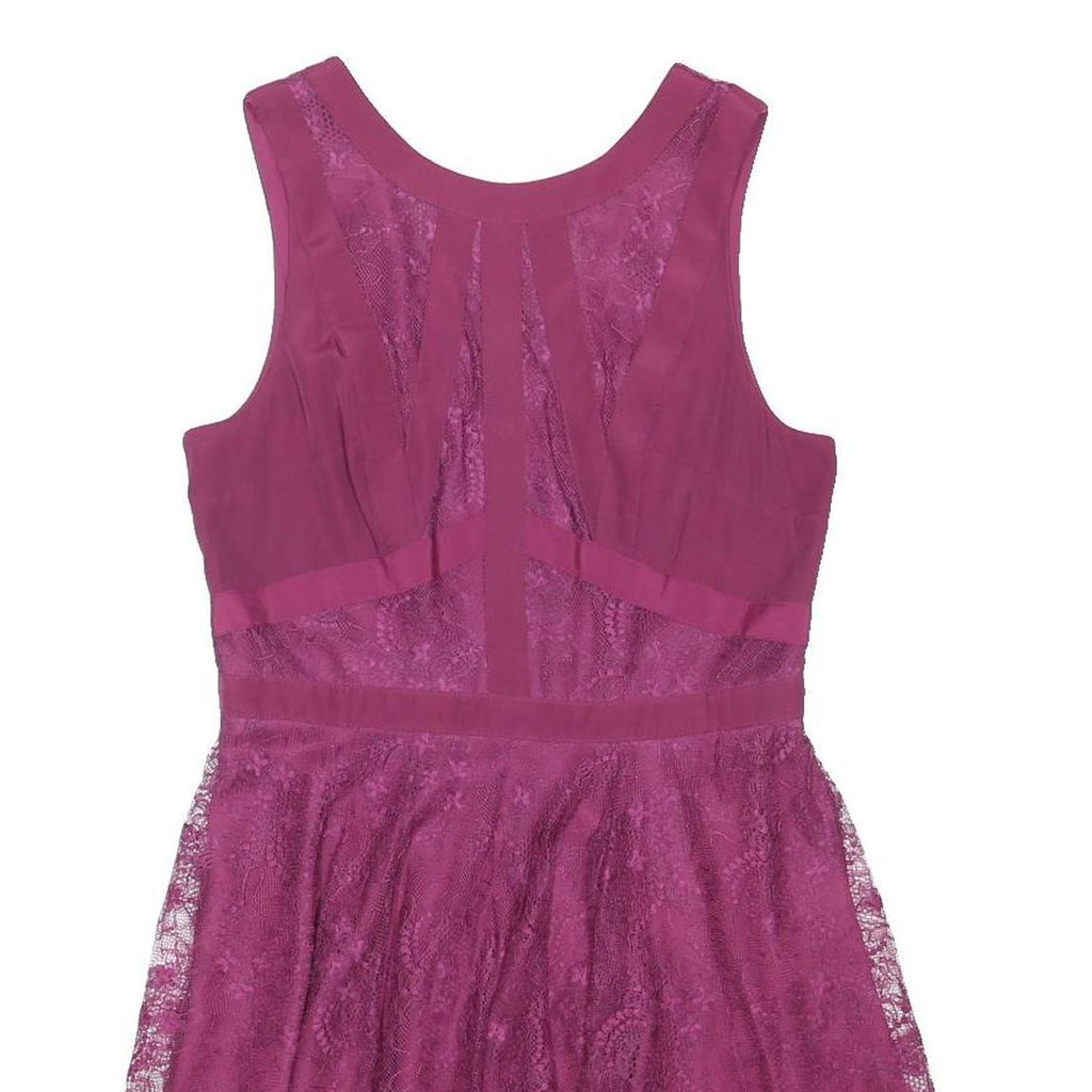 OASIS Womens Purple Lace Fit & Flare Polyester Blend Sleeveless Mini Dress UK 12