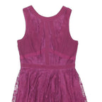 OASIS Womens Purple Lace Fit & Flare Polyester Blend Sleeveless Mini Dress UK 12