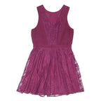 OASIS Womens Purple Lace Fit & Flare Polyester Blend Sleeveless Mini Dress UK 12