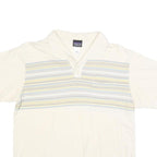 PATAGONIA Mens Cream & Yellow Stripe Short Sleeve Polo Shirt M Cotton Blend