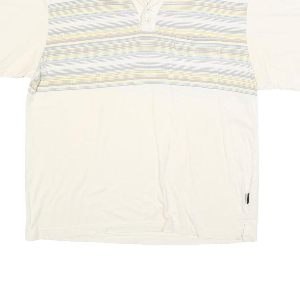 PATAGONIA Mens Cream & Yellow Stripe Short Sleeve Polo Shirt M Cotton Blend