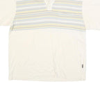 PATAGONIA Mens Cream & Yellow Stripe Short Sleeve Polo Shirt M Cotton Blend
