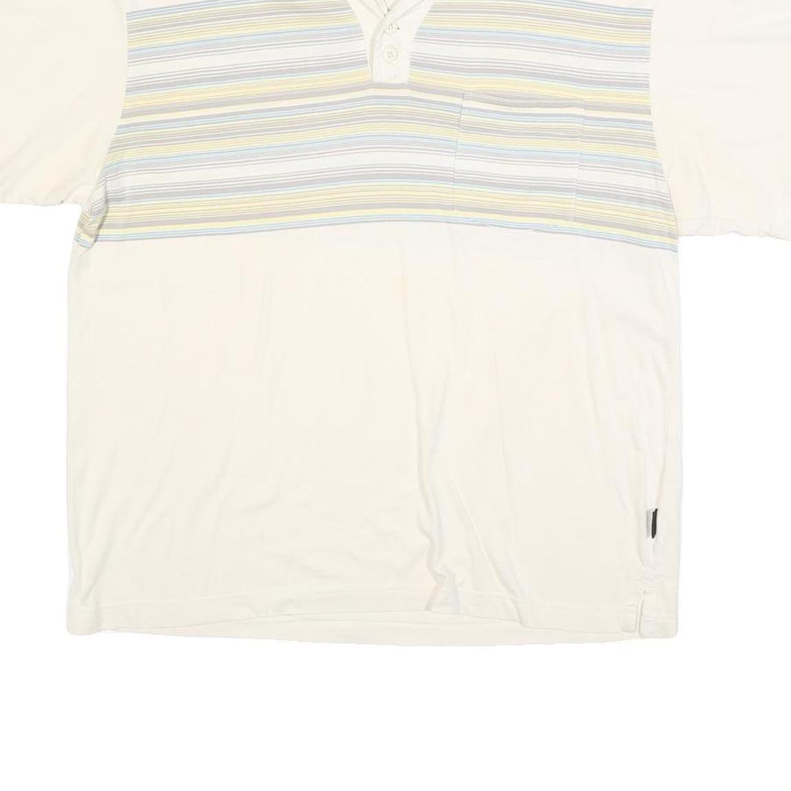 PATAGONIA Mens Cream & Yellow Stripe Short Sleeve Polo Shirt M Cotton Blend