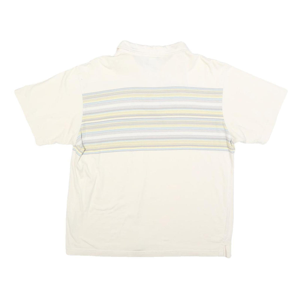 PATAGONIA Mens Cream & Yellow Stripe Short Sleeve Polo Shirt M Cotton Blend