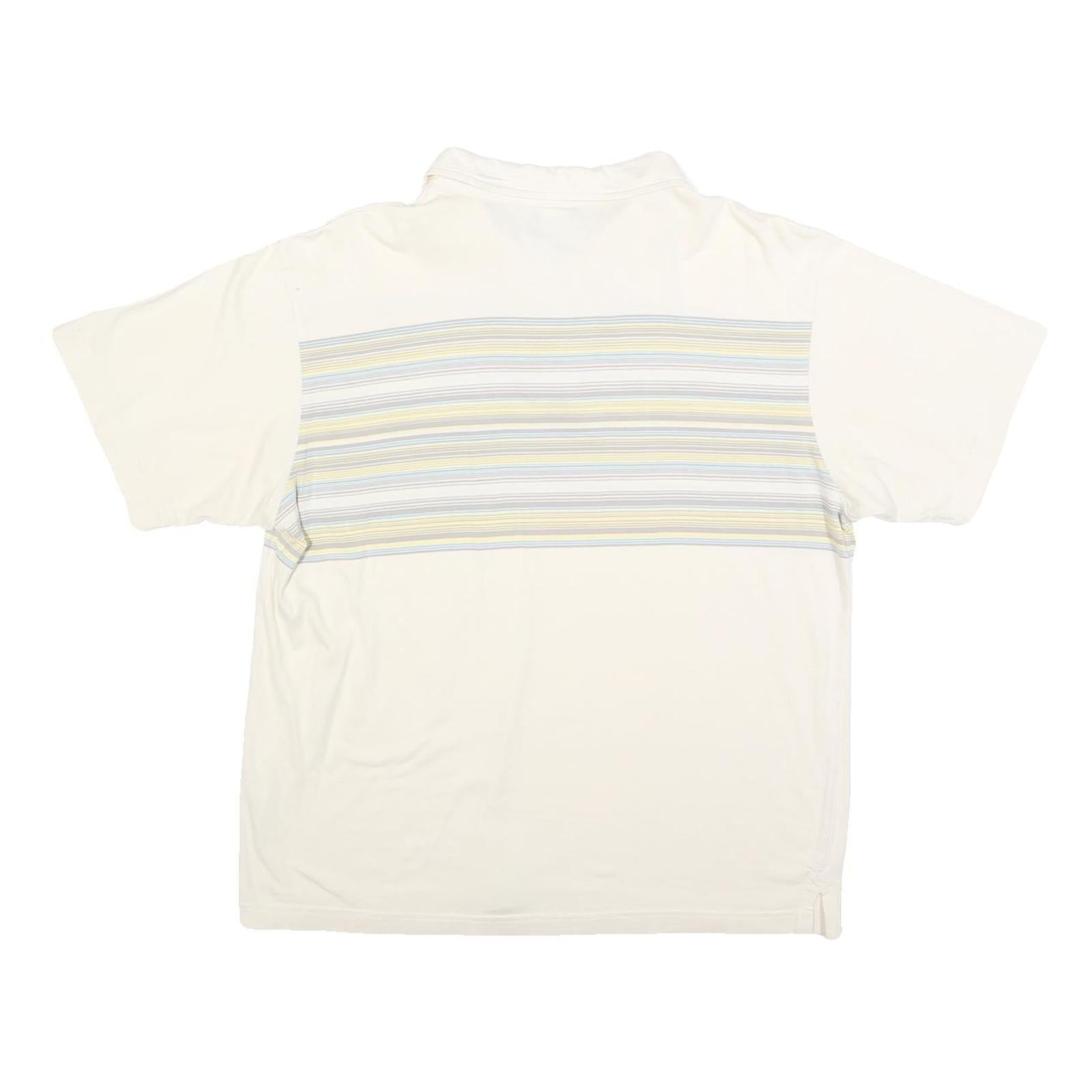 PATAGONIA Mens Cream & Yellow Stripe Short Sleeve Polo Shirt M Cotton Blend