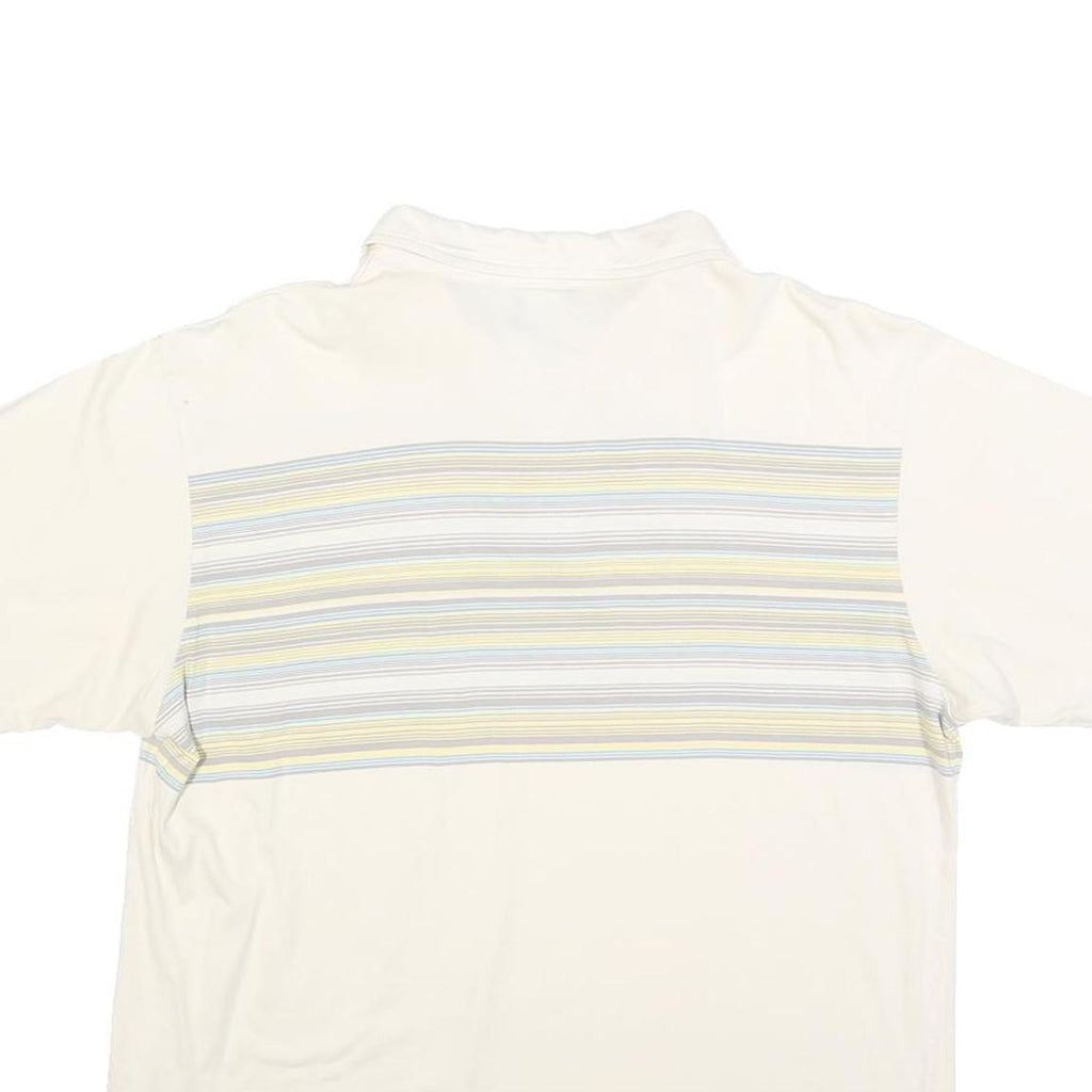 PATAGONIA Mens Cream & Yellow Stripe Short Sleeve Polo Shirt M Cotton Blend