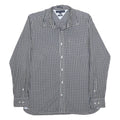 TOMMY HILFIGER Mens Black & White Check Shirt M Classic Cotton Button Long