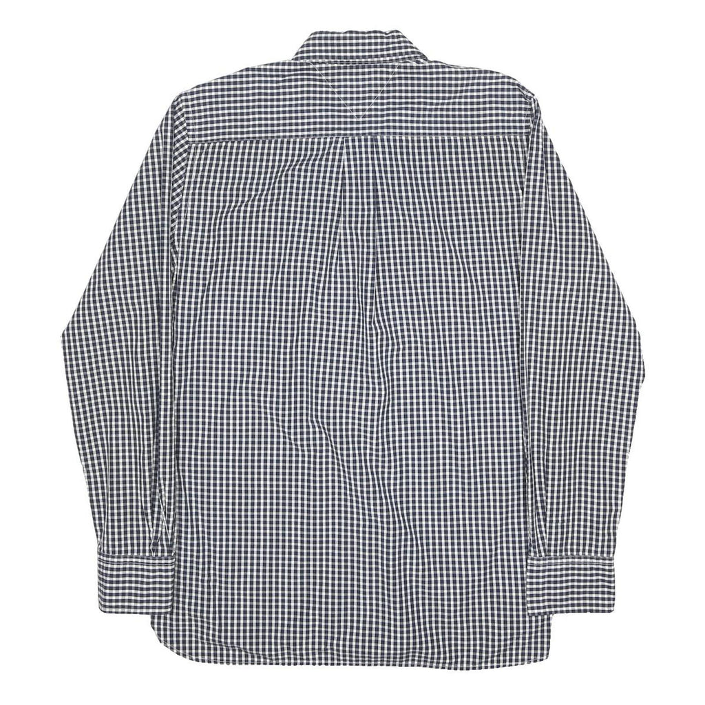 TOMMY HILFIGER Mens Black & White Check Shirt M Classic Cotton Button Long
