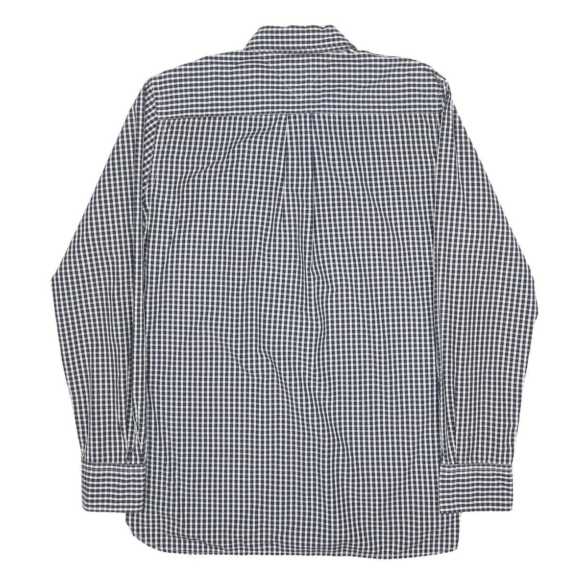 TOMMY HILFIGER Mens Black & White Check Shirt M Classic Cotton Button Long