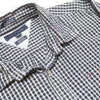 TOMMY HILFIGER Mens Black & White Check Shirt M Classic Cotton Button Long