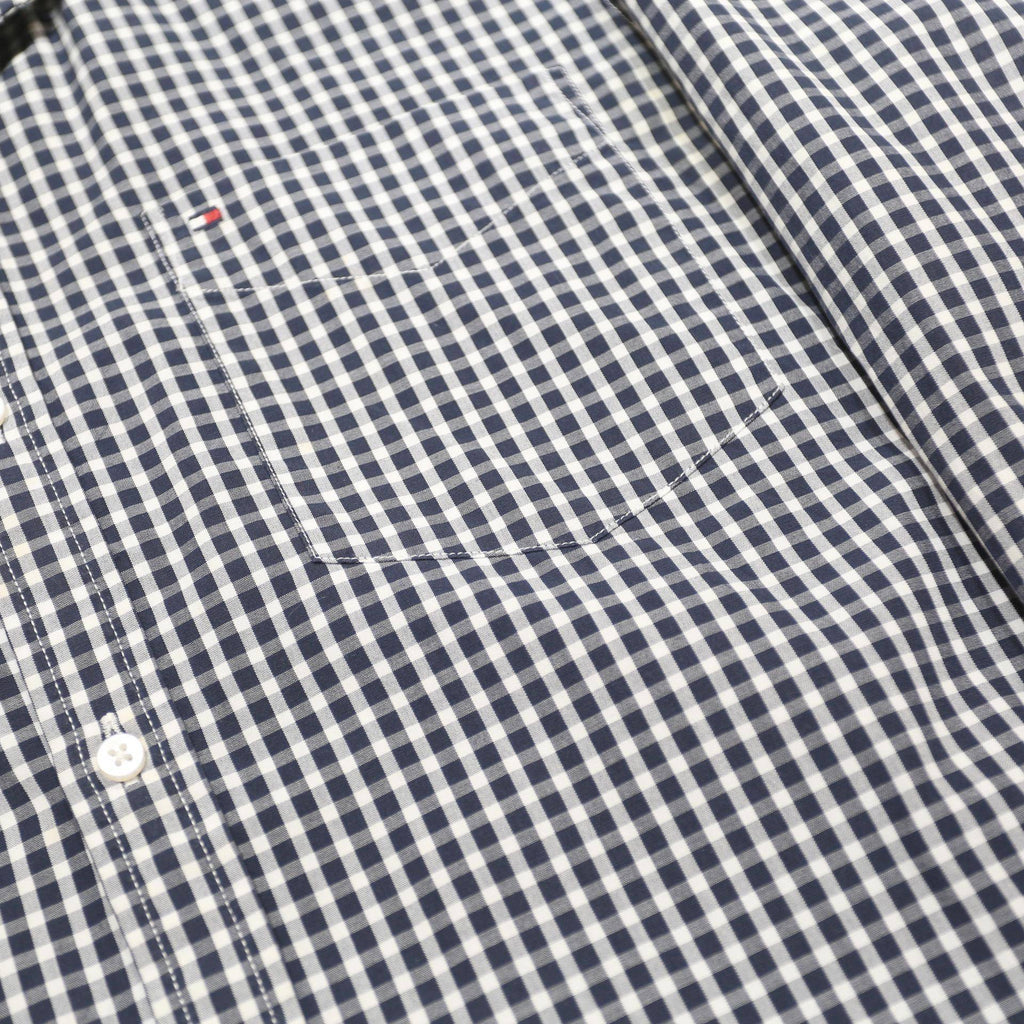 TOMMY HILFIGER Mens Black & White Check Shirt M Classic Cotton Button Long