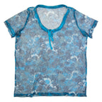 Sheer Womens Printed Top Blue M