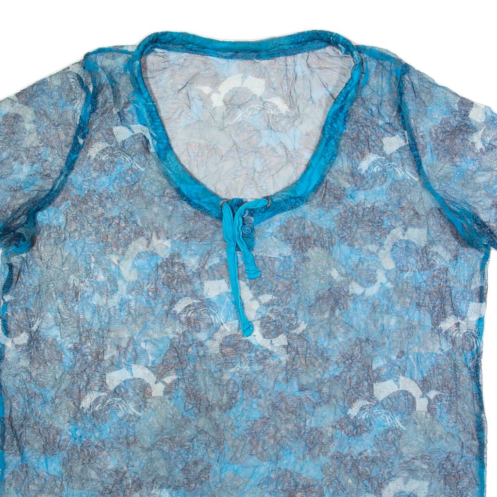 Sheer Womens Printed Top Blue M