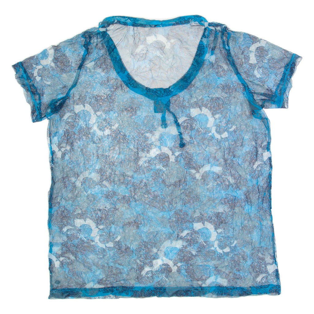 Sheer Womens Printed Top Blue M