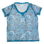 Sheer Womens Printed Top Blue M