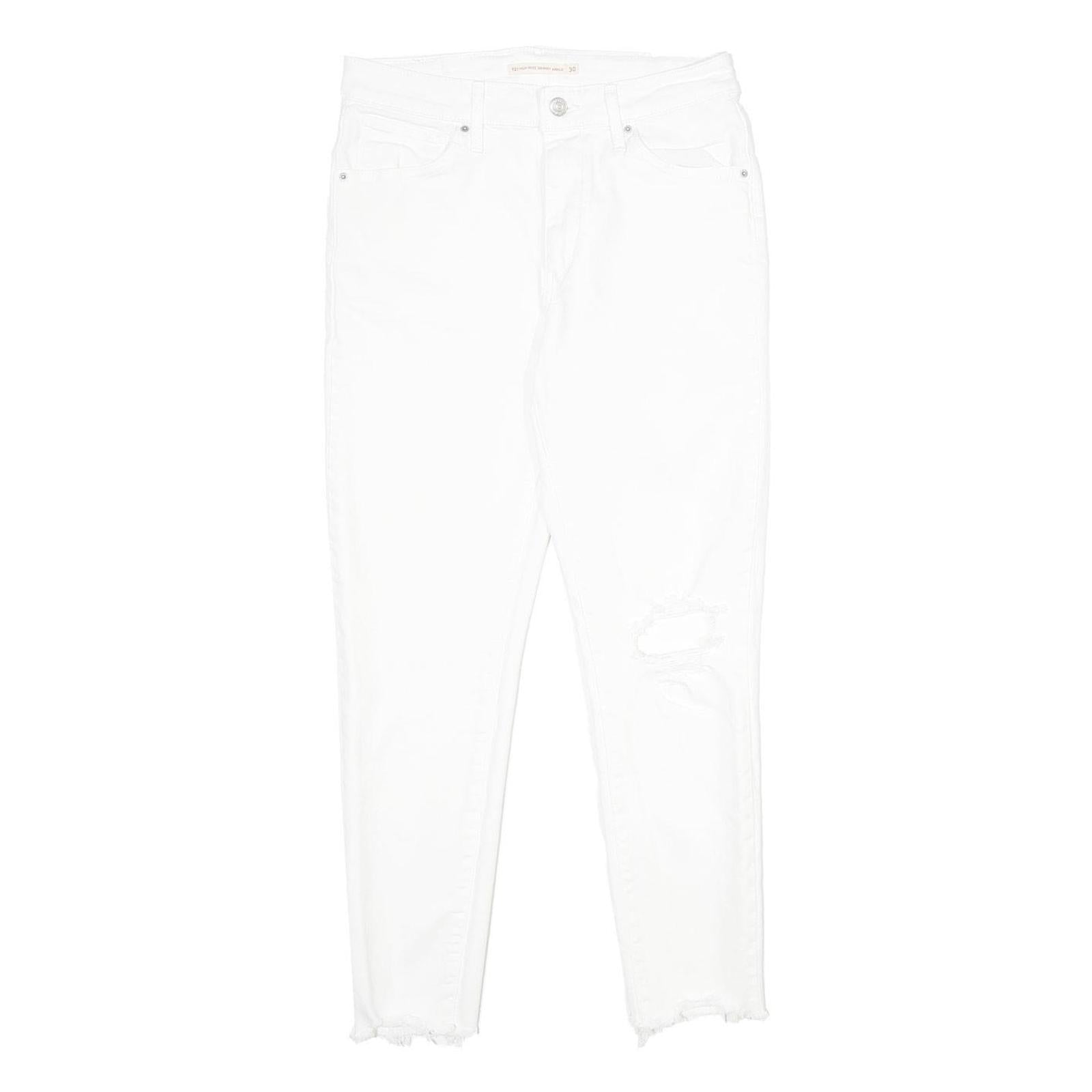 LEVI'S 721 High Rise Skinny Ankle Womens White Slim Skinny Denim W30 L27 Raw Hem
