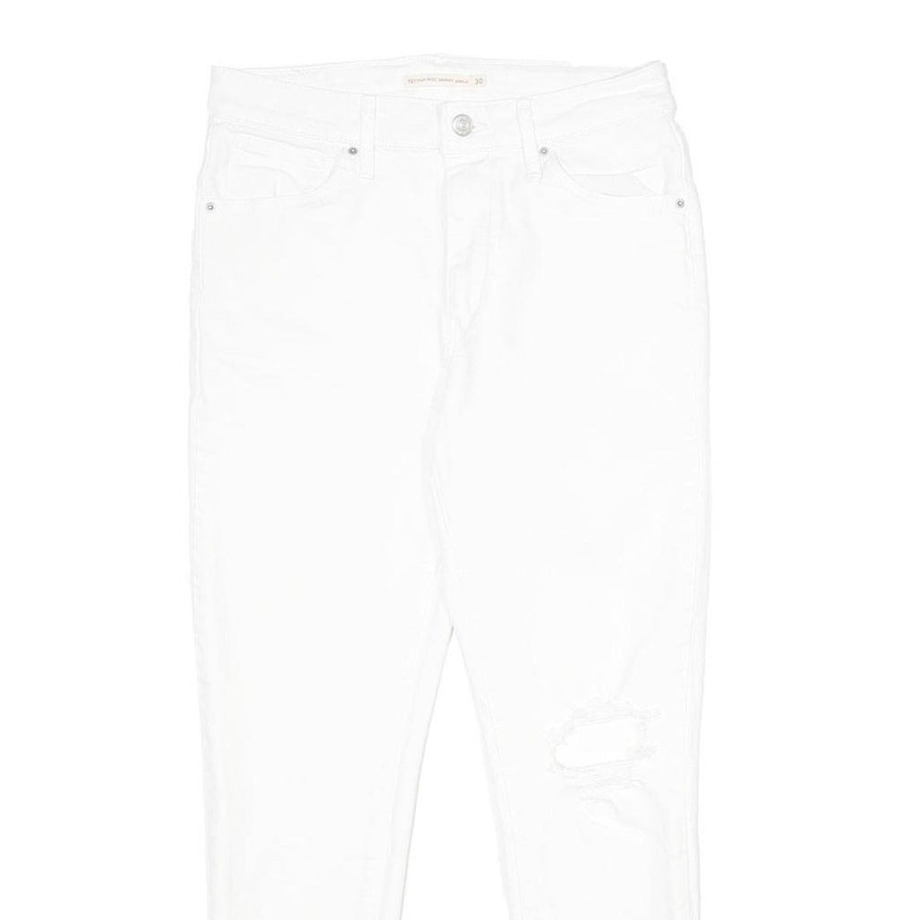 LEVI'S 721 High Rise Skinny Ankle Womens White Slim Skinny Denim W30 L27 Raw Hem