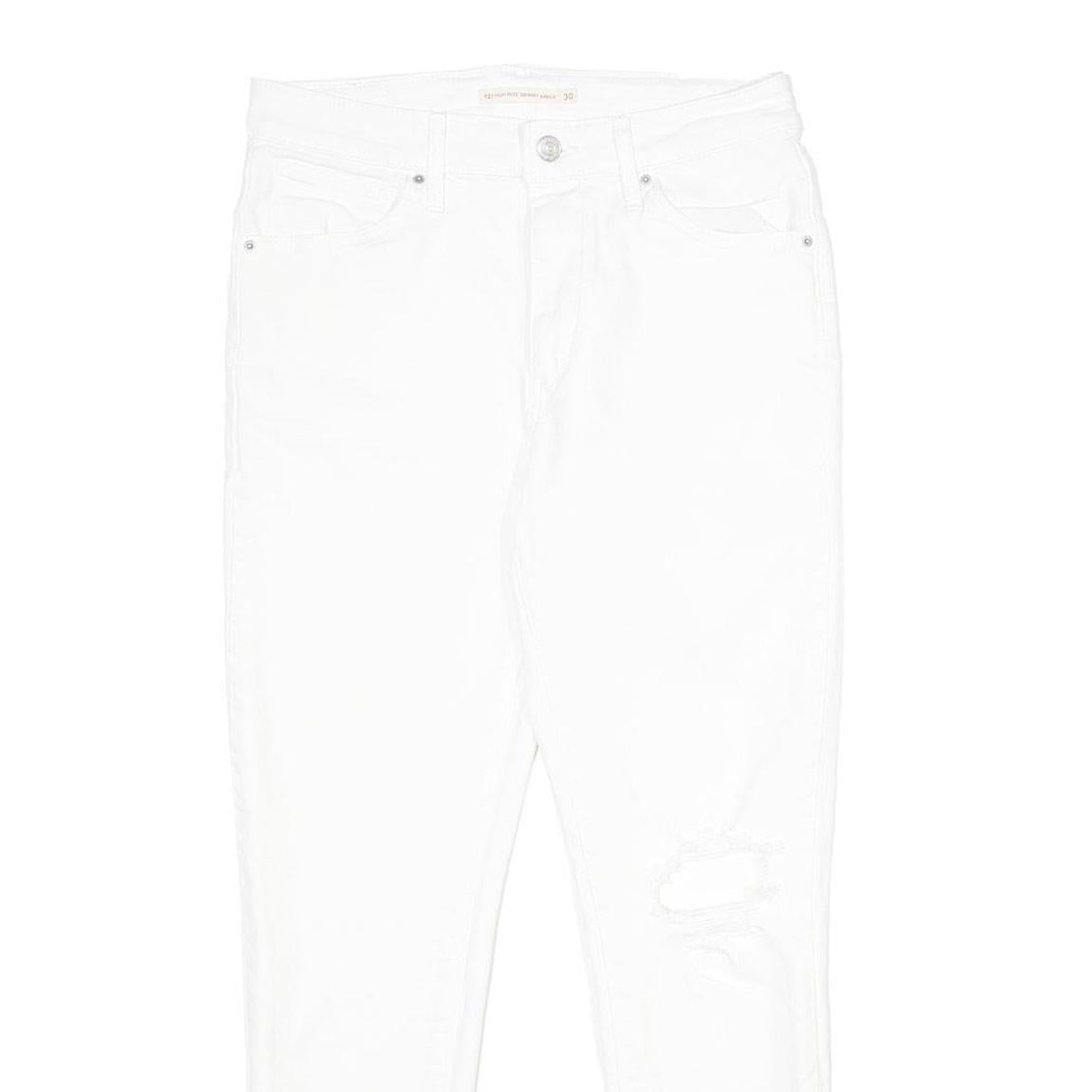 LEVI'S 721 High Rise Skinny Ankle Womens White Slim Skinny Denim W30 L27 Raw Hem