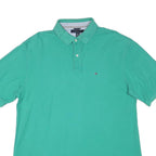 TOMMY HILFIGER Mens Green Cotton Blend Plain XL Polo Shirt Short Sleeve Classic