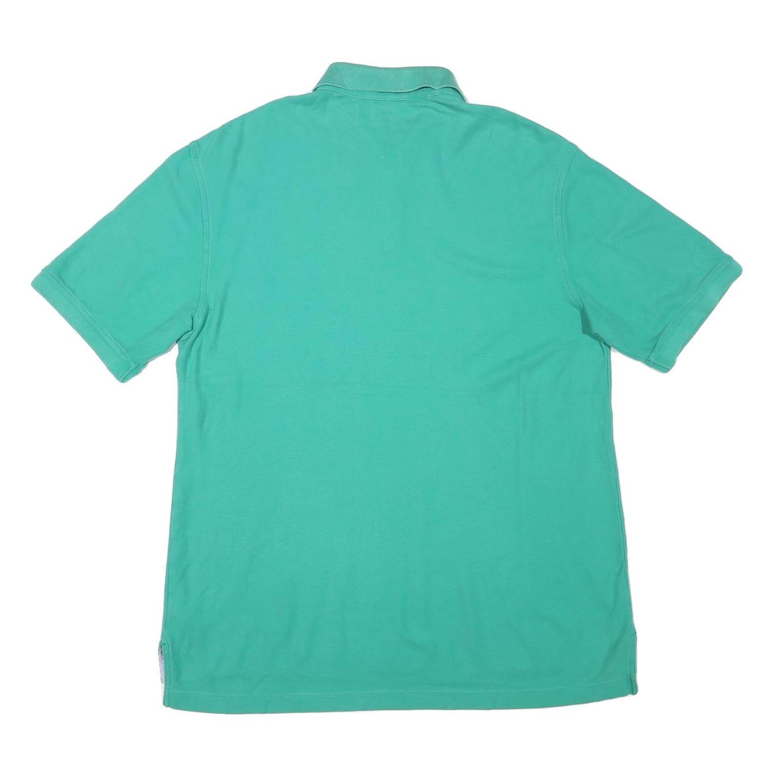 TOMMY HILFIGER Mens Green Cotton Blend Plain XL Polo Shirt Short Sleeve Classic